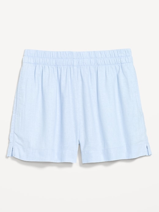 Image number 1 showing, High-Waisted Beach Linen Pull-On Shorts