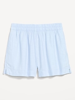 High-Waisted Beach Linen Pull-On Shorts