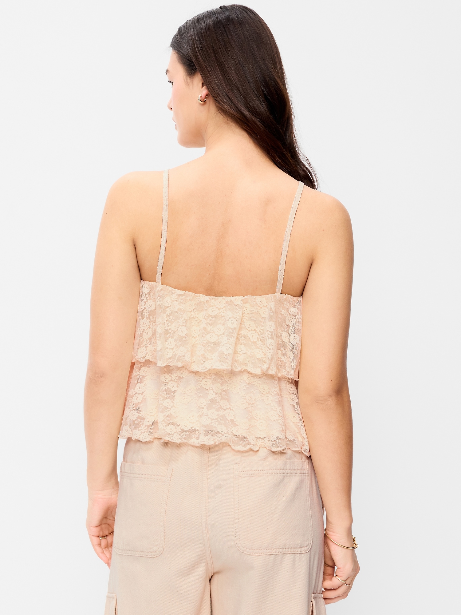 Sleeveless Tiered Lace Ruffle Top