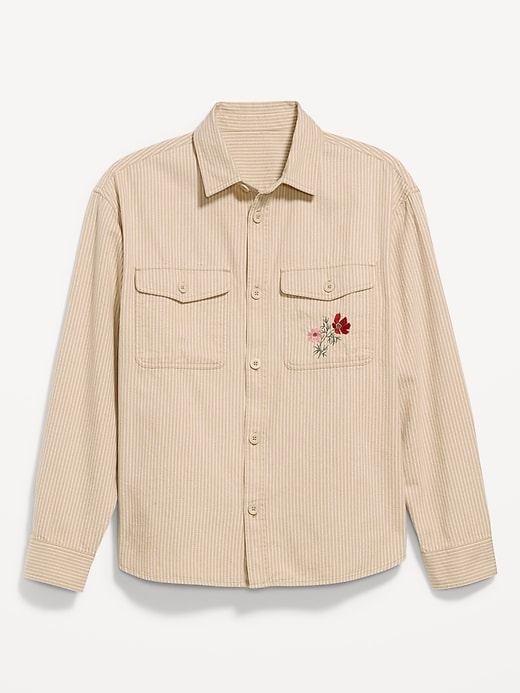 Image number 2 showing, Oversized Canvas Embroidered Workwear Shirt