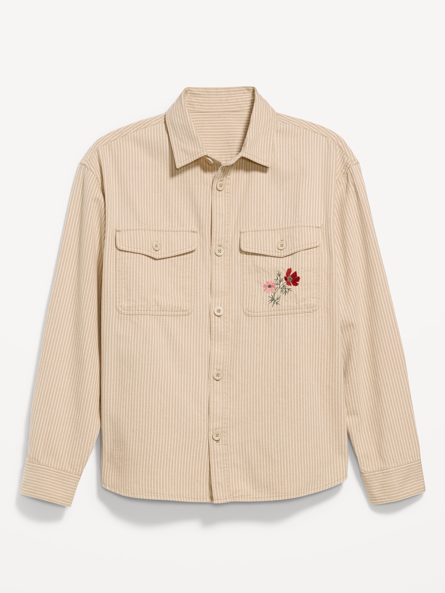 Oversized Canvas Embroidered Workwear Shirt