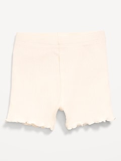 Ribbed Lettuce-Edge Biker Shorts for Baby