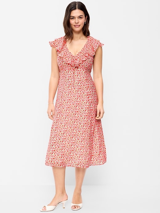 Image number 6 showing, Ruffle-Sleeve Fit & Flare Midi Dress