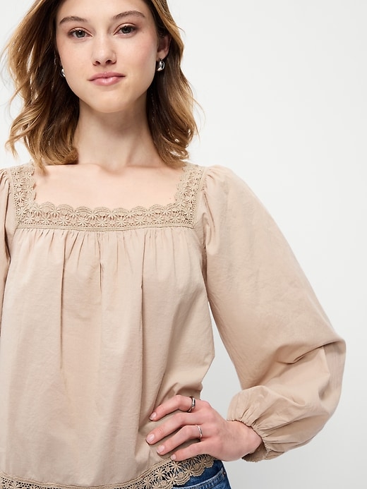 Image number 4 showing, Long-Sleeve Lace Trim Top