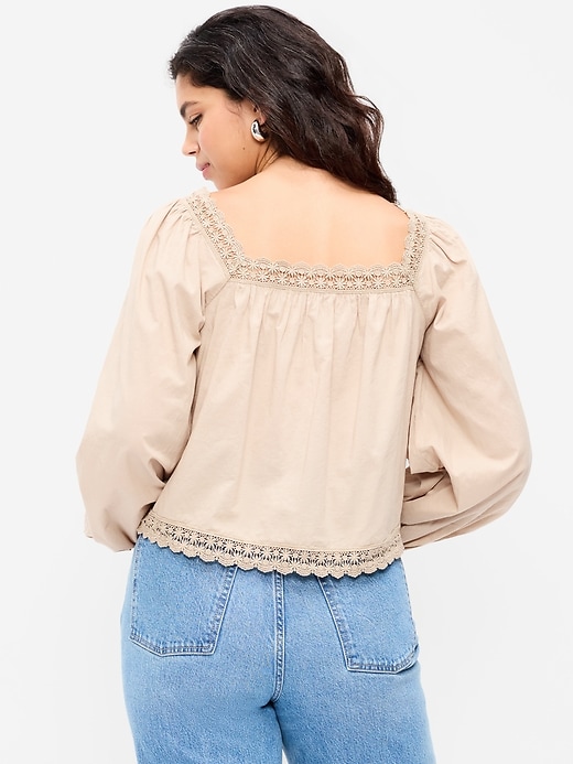 Image number 6 showing, Long-Sleeve Lace Trim Top