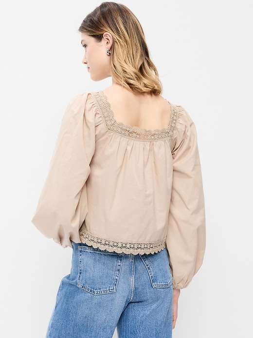 Image number 2 showing, Long-Sleeve Lace Trim Top