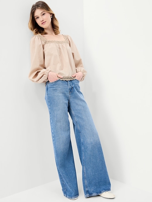 Image number 3 showing, Long-Sleeve Lace Trim Top