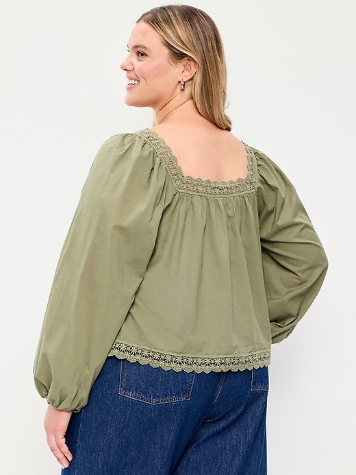 Image number 8 showing, Long-Sleeve Lace Trim Top