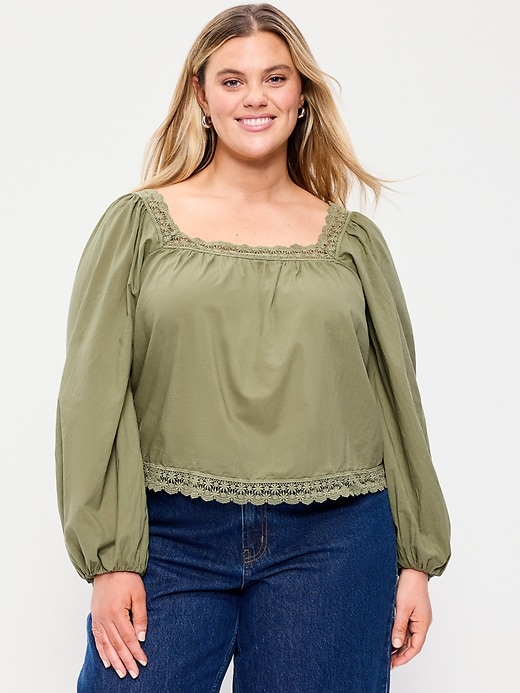 Image number 7 showing, Long-Sleeve Lace Trim Top