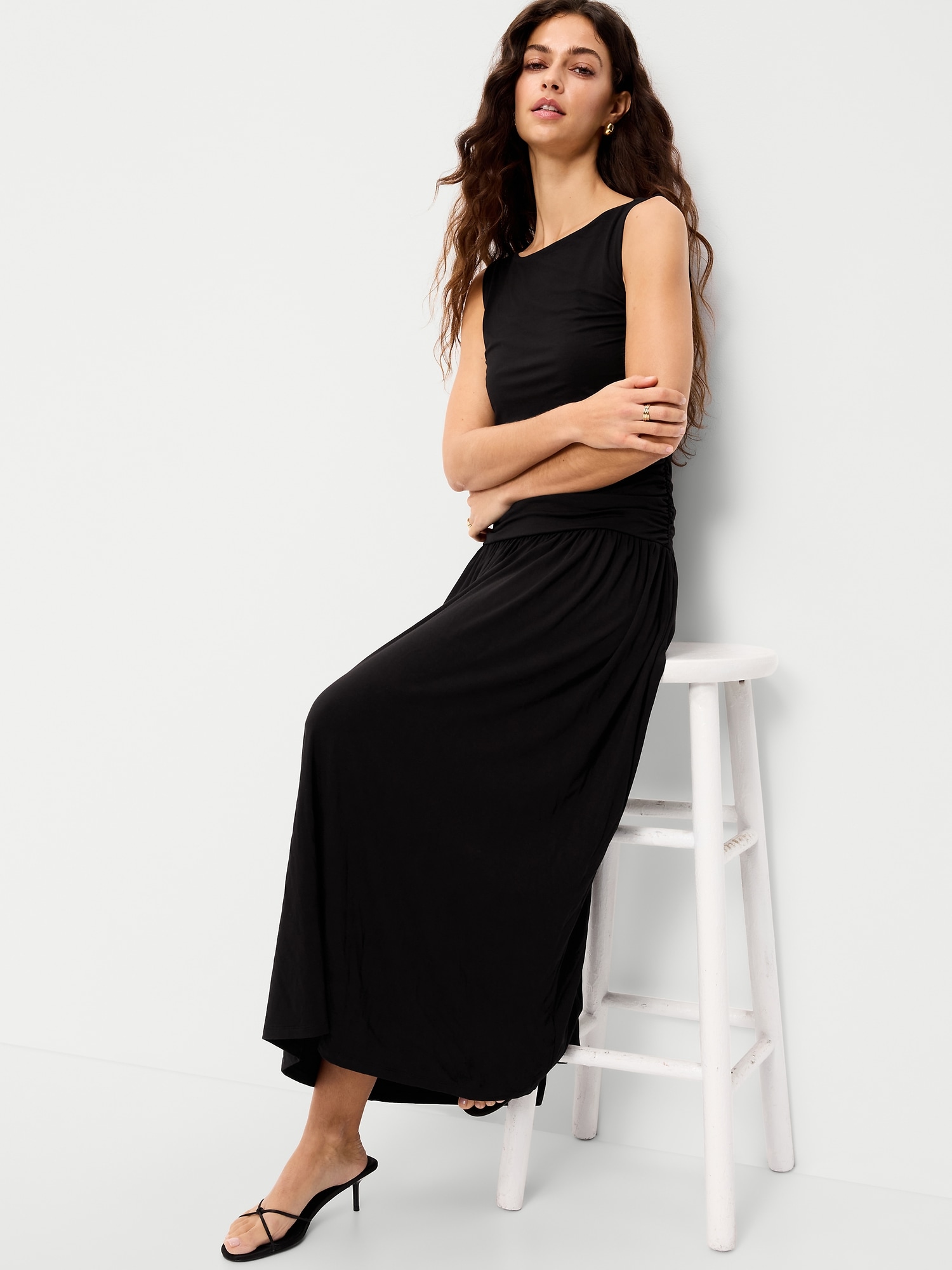 Fit & Flare Drop-Waist Maxi Dress