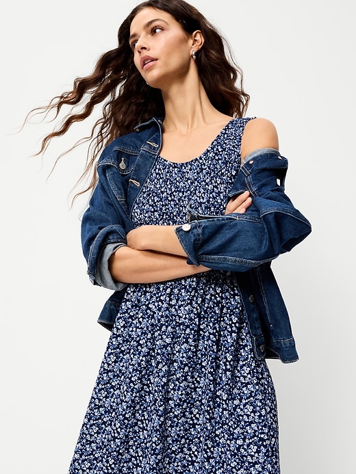 Image number 3 showing, Fit & Flare Sleeveless Smocked-Bodice Midi Dress