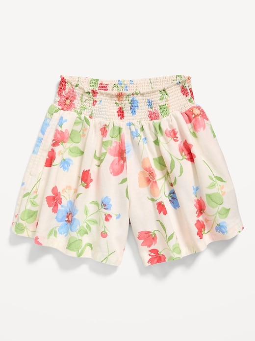 Image number 4 showing, Printed Smocked-Waist Linen-Blend Shorts for Girls