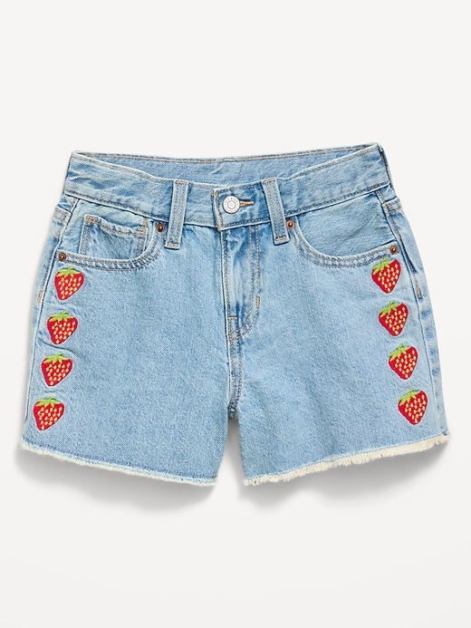 Image number 4 showing, High-Waisted Embroidered Frayed-Hem Jean Shorts for Girls