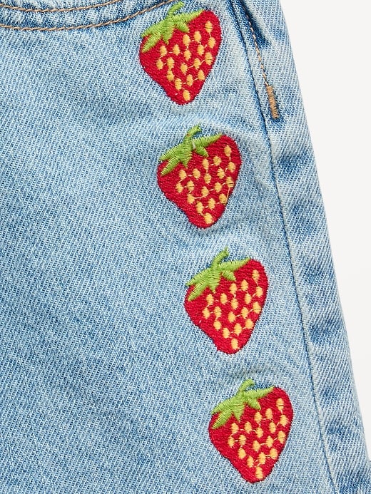 Image number 5 showing, High-Waisted Embroidered Frayed-Hem Jean Shorts for Girls