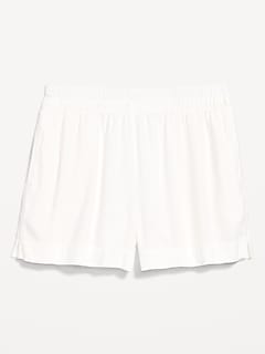 High-Waisted Linen-Blend Shorts -- 3.5-inch inseam