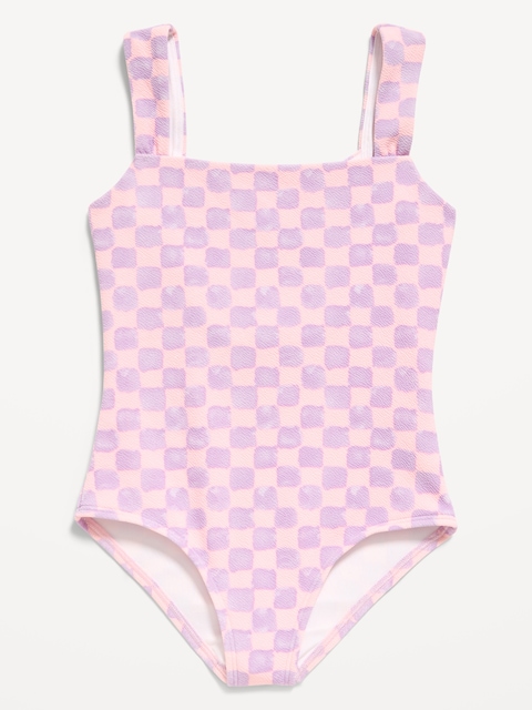 Printed Cross-Back One-Piece Swimsuit for Girls