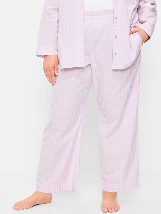 Image number 7 showing, High-Waisted Poplin Pajama Pant