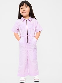 Image number 1 showing, Short-Sleeve Utility Jumpsuit for Toddler Girls