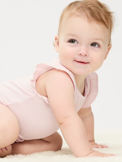 Image number 1 showing, Ruffle-Sleeve Ribbed Bodysuit for Baby