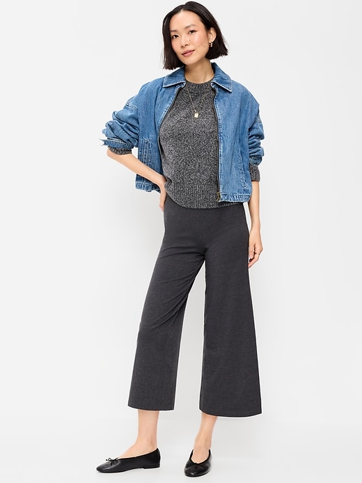 Image number 1 showing, High-Waisted Fashion Wide-Leg Cropped Leggings