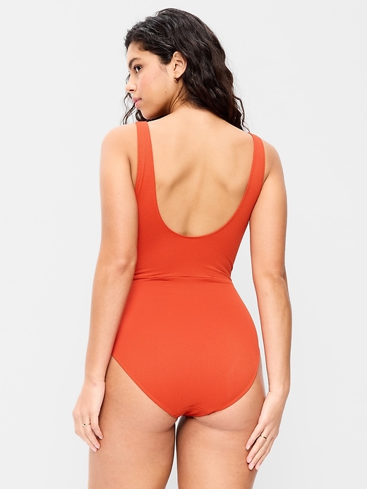 Image number 6 showing, Textured One-Piece Cut-Out Swimsuit