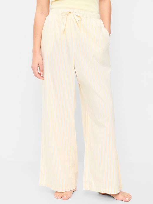 Image number 6 showing, Poplin Wide-Leg Pajama Pants
