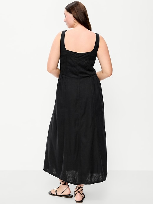 Image number 7 showing, Fit & Flare Seamed Linen-Blend Midi Dress
