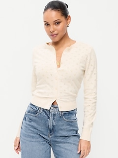 SoSoft Cropped Pointelle Cardigan