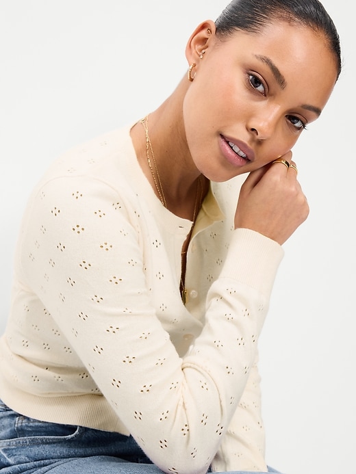 Image number 3 showing, SoSoft Pointelle Cardigan