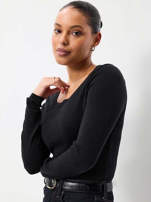 Image number 3 showing, Fitted Scoop-Neck Jersey Sweater