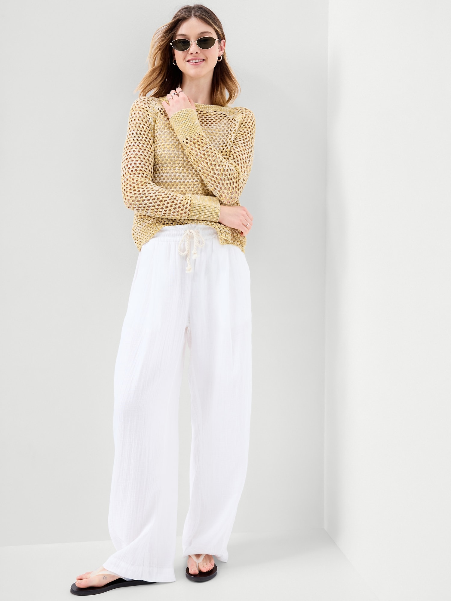 Open-Knit Raglan Sweater