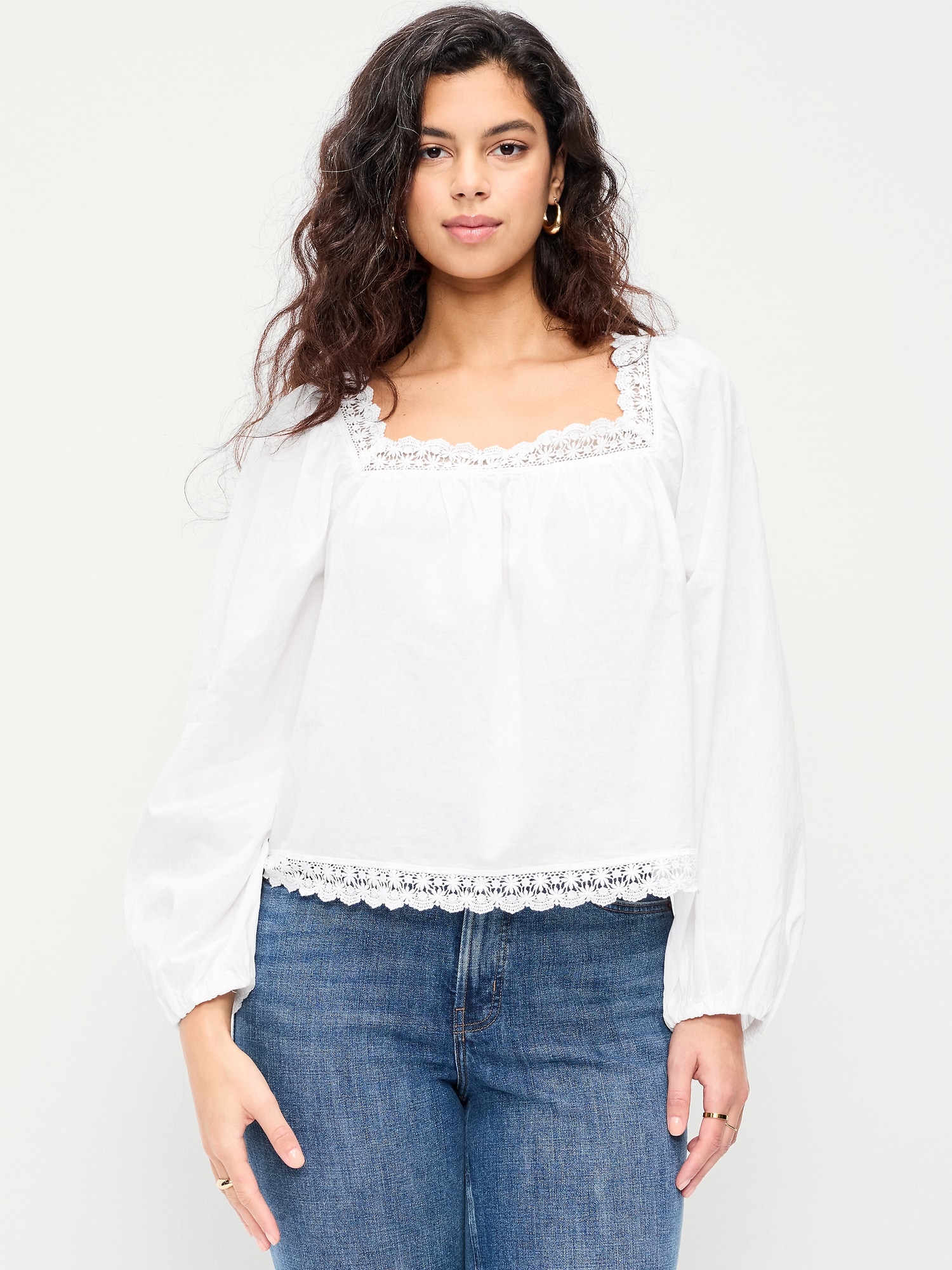 Image number 5 showing, Long-Sleeve Lace Trim Top