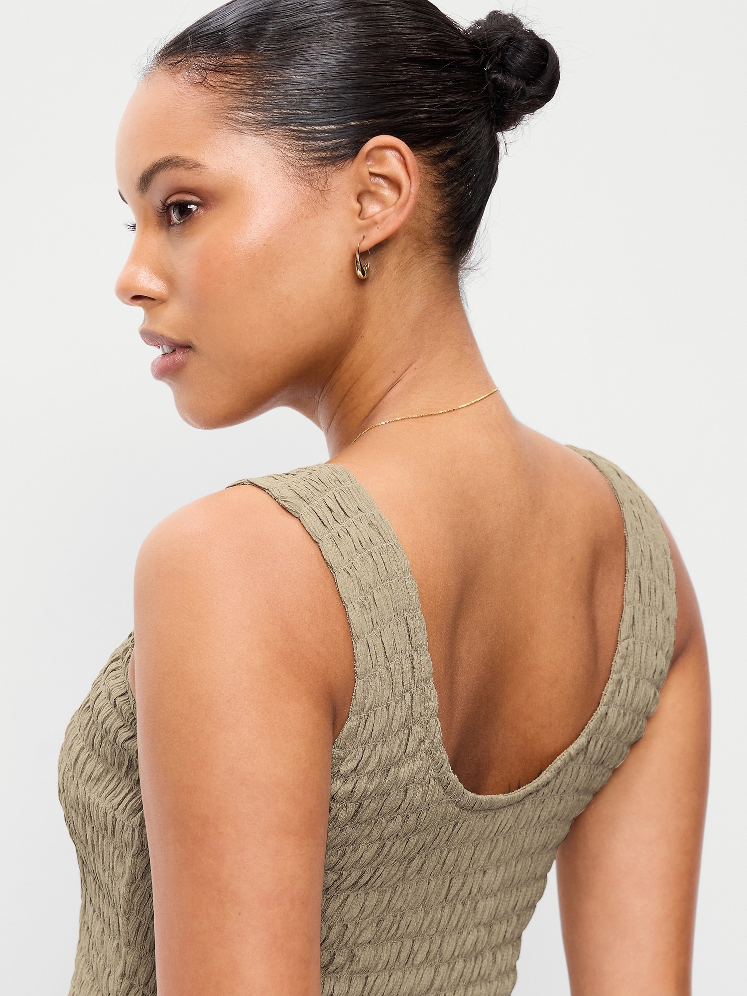 Fit & Flare Lightweight Smocked-Bodice Midi Dress