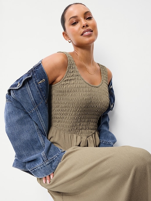 Image number 3 showing, Fit & Flare Sleeveless Smocked-Bodice Midi Dress