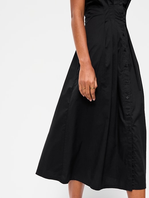 Image number 4 showing, Smocked-Waist Midi Shirt Dress