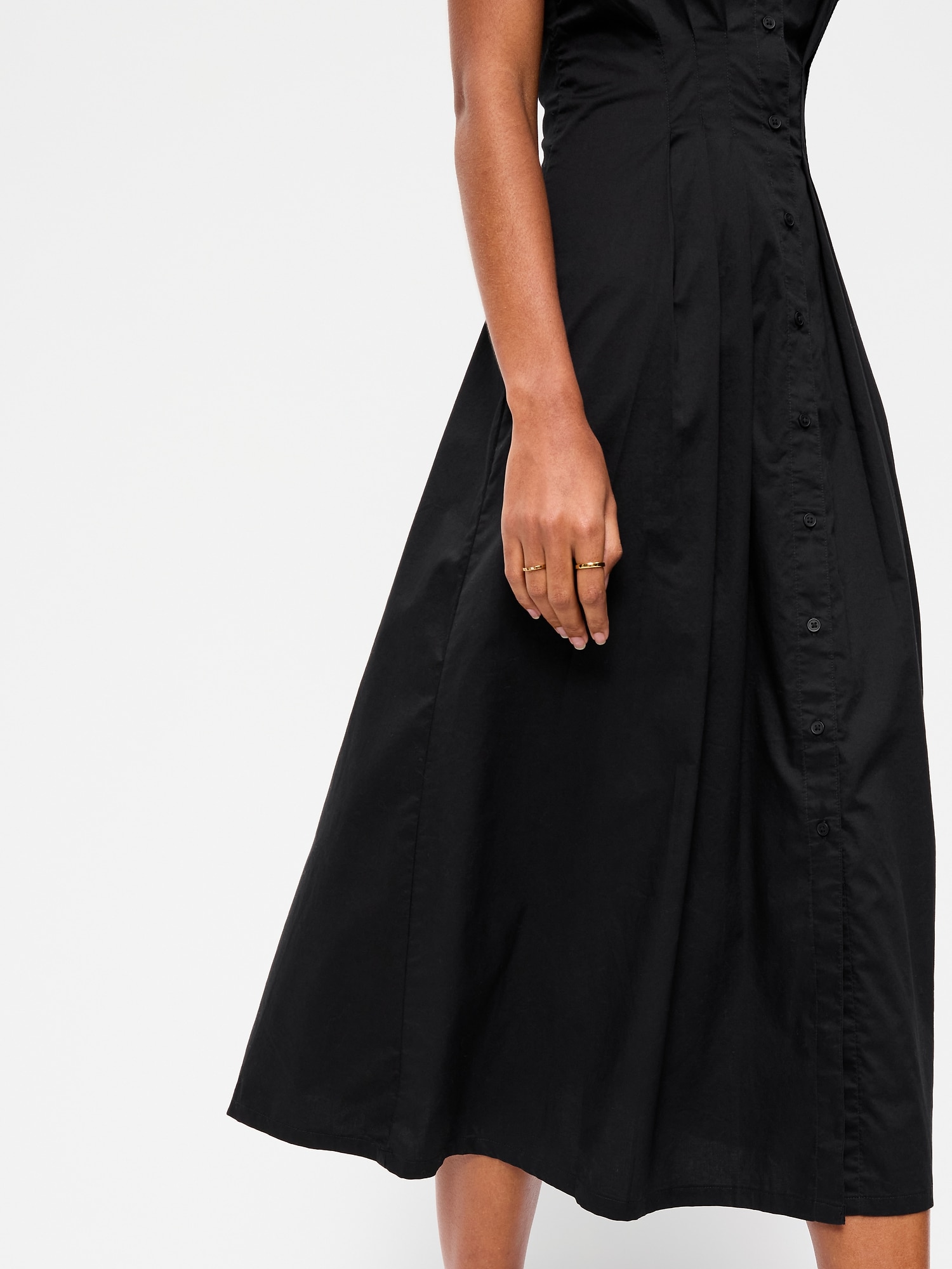 Smocked-Waist Midi Shirt Dress