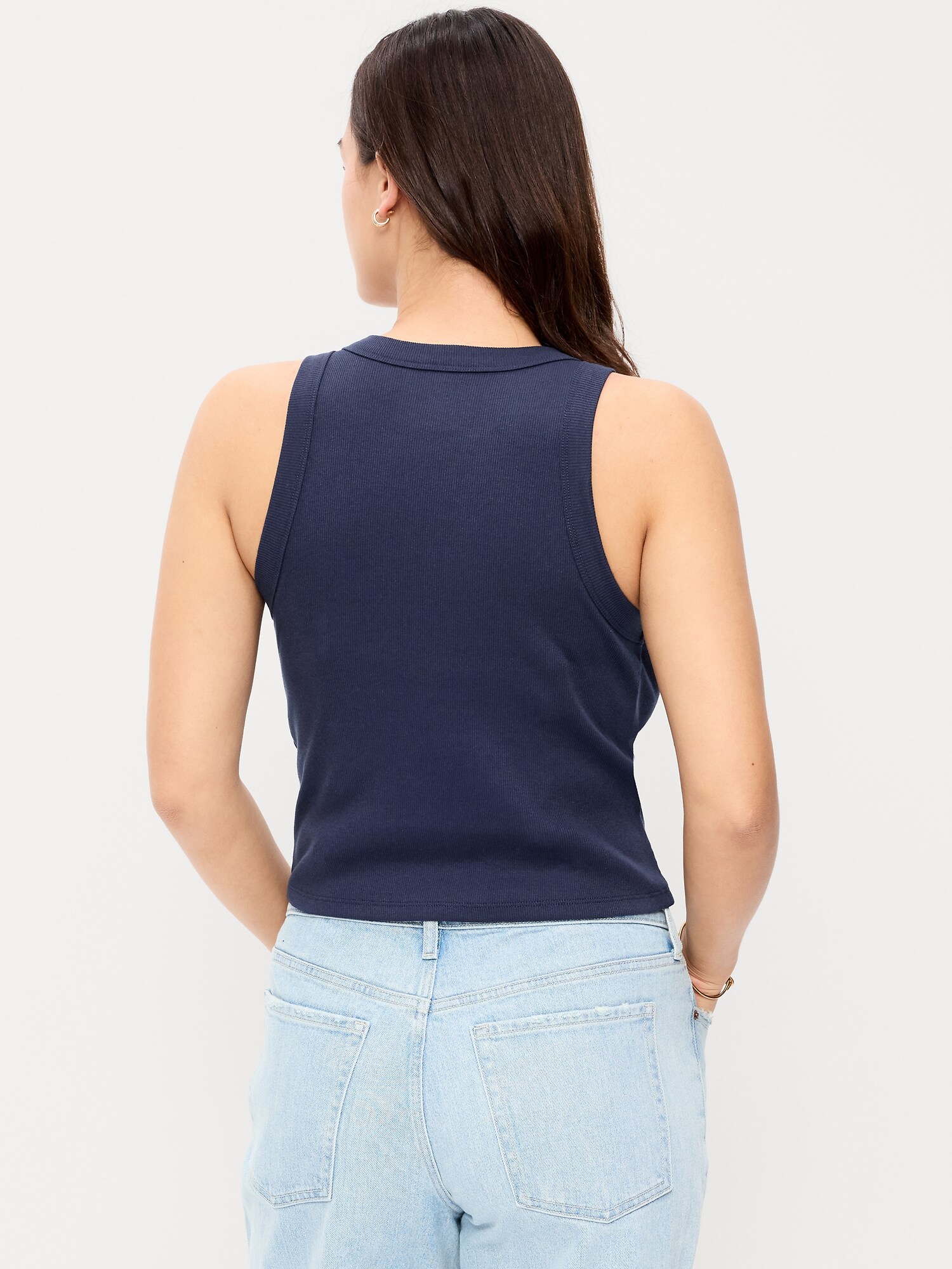 Женский топ Old Navy Crop Ribbed Tank Top, цвет: Arctic Depth — фото 6