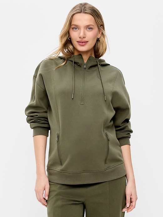 Image number 1 showing, Maternity Dynamic Fleece Half-Zip Hoodie