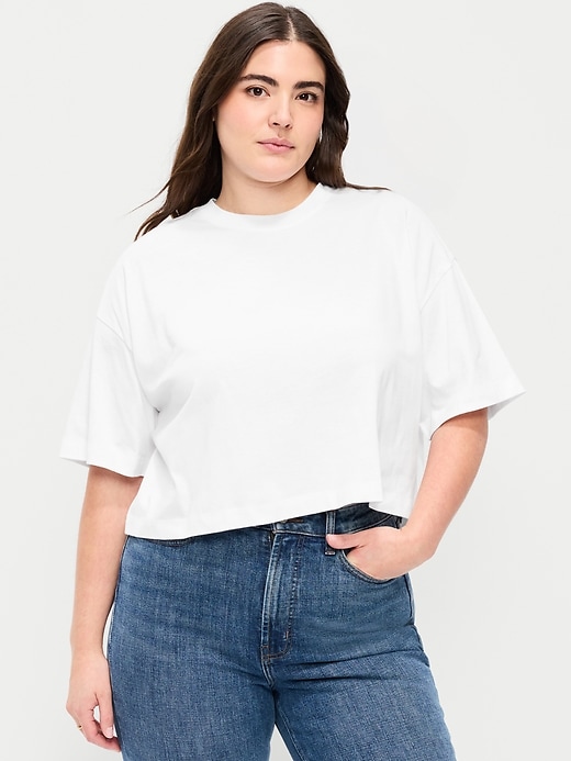 Image number 5 showing, Vintage Crew-Neck Oversized Crop T-Shirt
