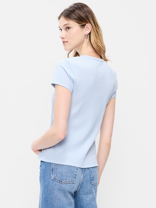 Image number 2 showing, Short-Sleeve Ribbed Button-Down Top