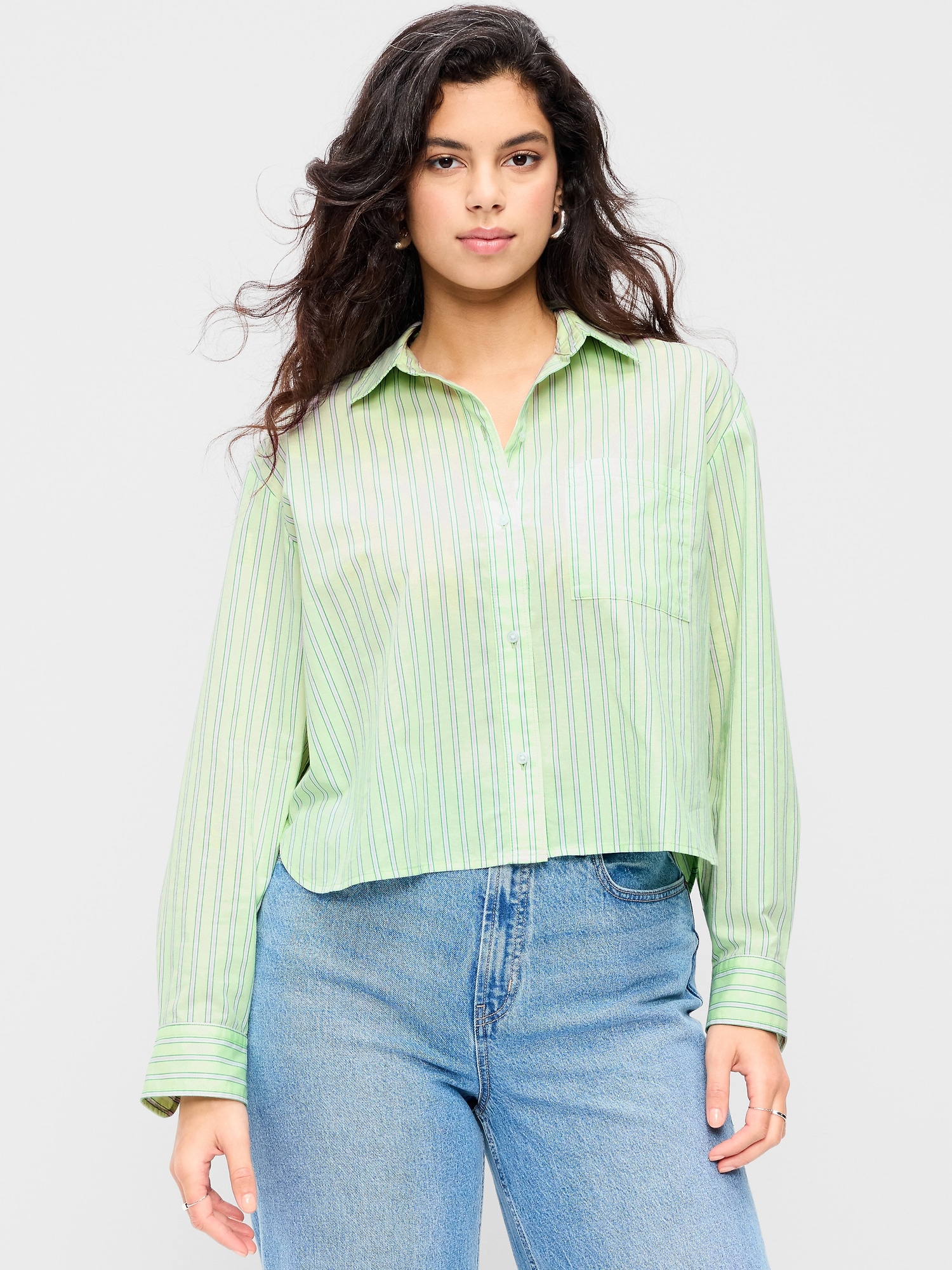 Cropped Button-Down Shirt