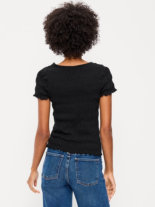 Image number 2 showing, Slit-Neck Smocked Top