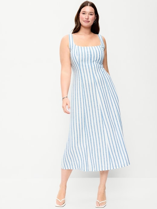 Image number 7 showing, Fit & Flare Sleeveless Linen-Blend Midi Dress