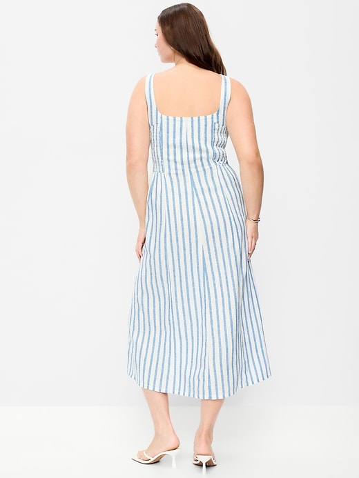 Image number 8 showing, Fit & Flare Sleeveless Linen-Blend Midi Dress