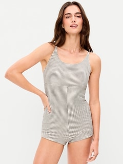 Textured Swim Romper -- 2.5-inch inseam