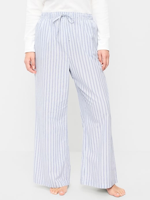 Image number 6 showing, Poplin Wide-Leg Pajama Pants
