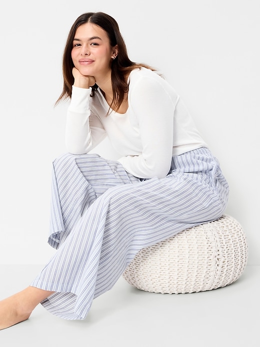 Image number 3 showing, Poplin Wide-Leg Pajama Pants