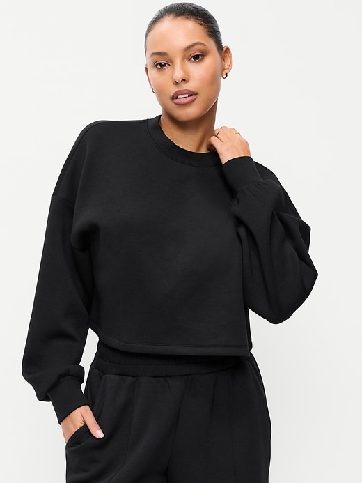 Image number 1 showing, Bounce Fleece Crew-Neck Cropped Top
