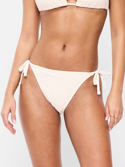 Eyelet String Bikini Swim Bottoms