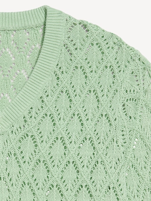 Image number 4 showing, Pointelle V-Neck Sweater